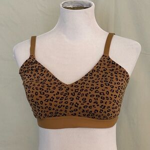 Maurices Brown Leopard Print Bralette cheetah XXL XL beige black removable pads